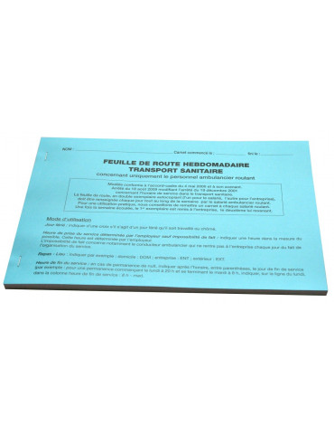 Feuille de route hebdomadaire pour le transport sanitaire 