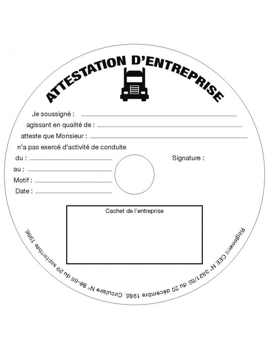 Bloc de 50 attestations d'activité 