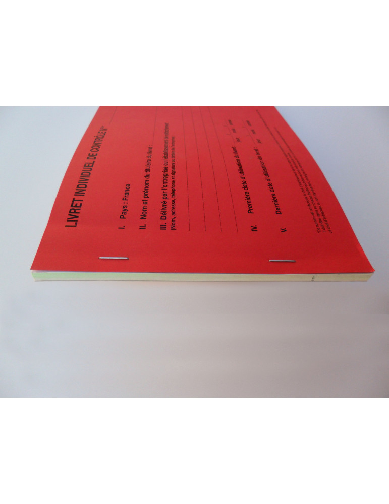 Livret individuel de contrôle (30 liasses dupli R/V)