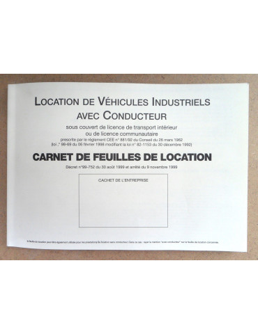 Carnet de location standard (25x3 en petit format)