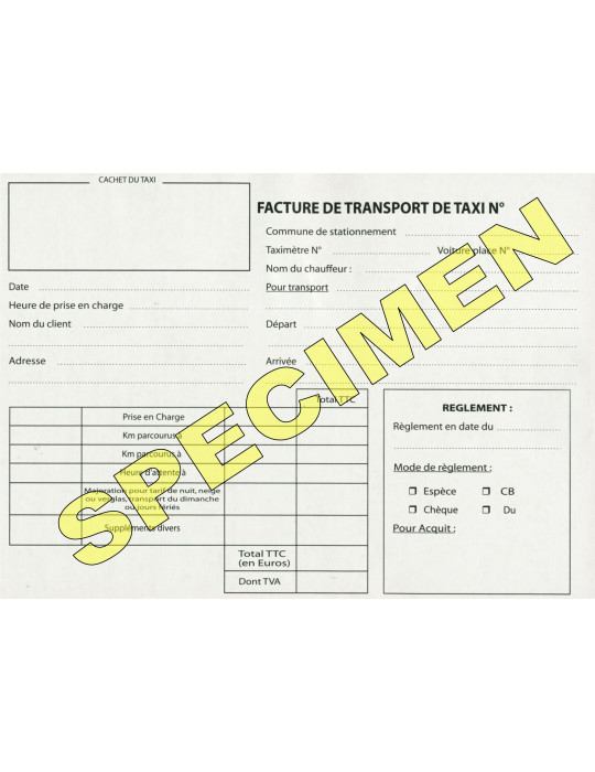 Carnets de facturation taxi (25 liasses dupli petit format)