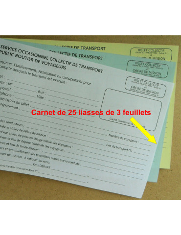 Ordre de mission (25 liasses dupli - format 25x12cm)