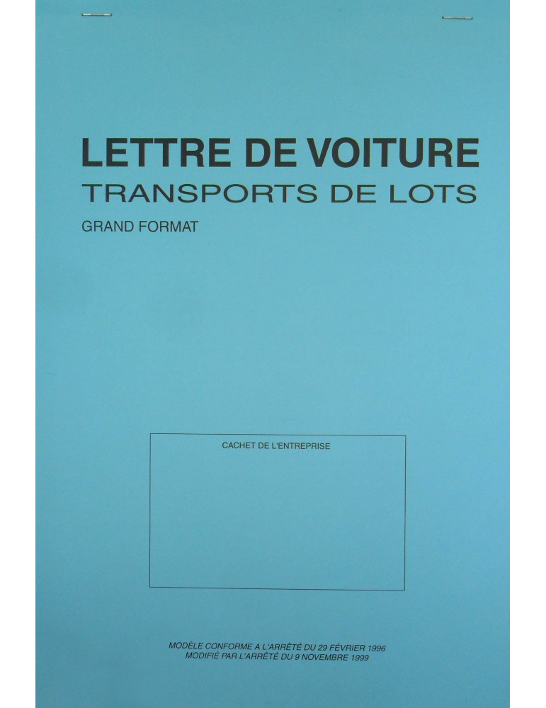 Lettre de Voiture Grand Format 50 LIASSES de 4 feuillets