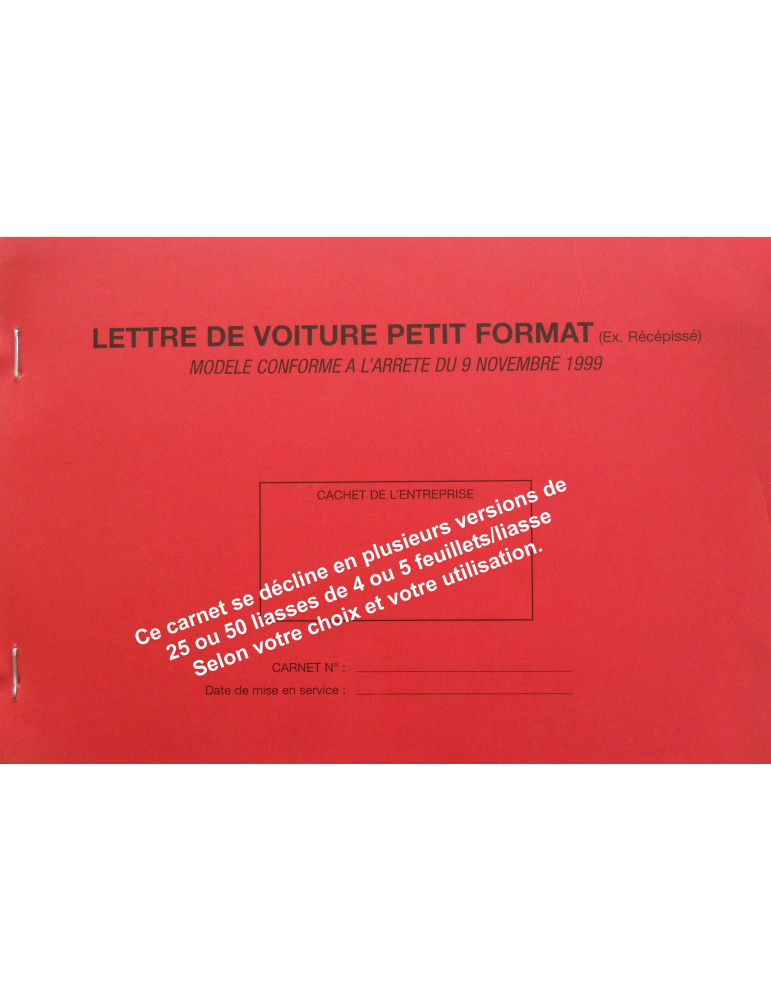 Lettre de Voiture Petit Format 4 feuillets